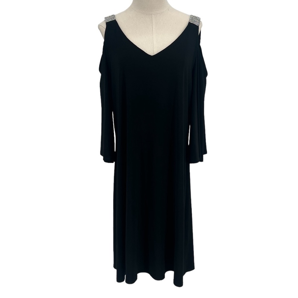 C B Established 1962 Black Cold Shoulder Embellished Mini Dress Size XL Women’s